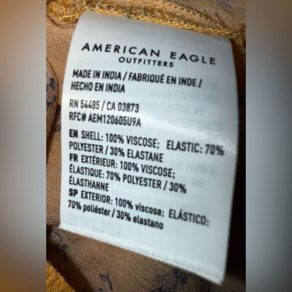 AMERICAN EAGLE WOMEN YELLOW RUCHED FLUTTER-SLEEVE MINI DRESS SMALL #718 - Picture 5 of 9